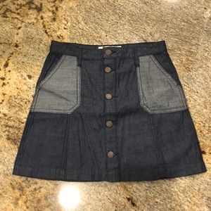 Navy blue denim skirt